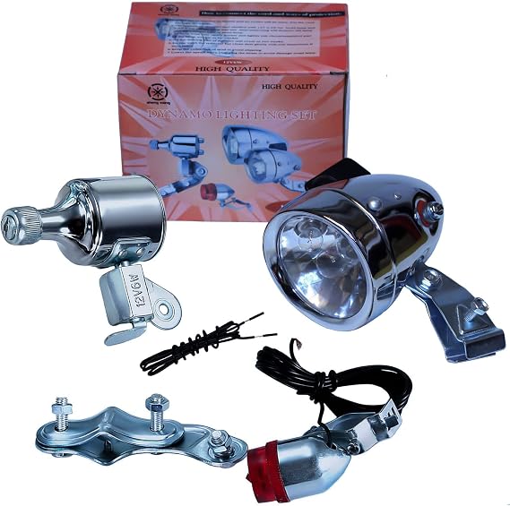 12V 6W Dynamo Headlight & Tail Light kit Set fits Racing Touring Bikes Tricycles