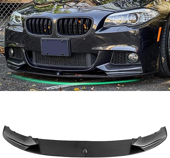 KHK Front Bumper Lip Spoiler for BMW 5 Series F10 528i 530i 535i 550i M-Sport Bumper 2011-2016,Carbon Fiber Look ABS Air Dam Front Splitter Body Kit Accessories