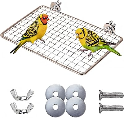 Bird Perches Platform,Stainless Steel Shelves for Bird Cage,Parrot Platform Perches for Birds-Safe Bird Shelf Stand for Cage Accessories,Suitable for Small to Large BirdsRectangle