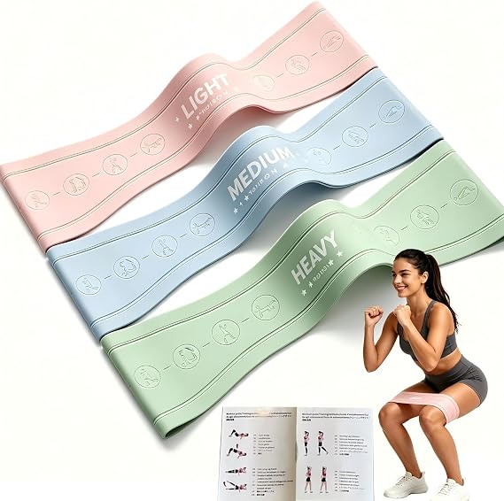 Silicone Booty Bands for Legs and Glute, Non Slip Extra Wide Thick Resistance Loop Bands, Mini Exercise Bands Set of 3, Workout Bands for Hip, Thigh, Pilates, Squat, Gym, Fitness for Women and Men