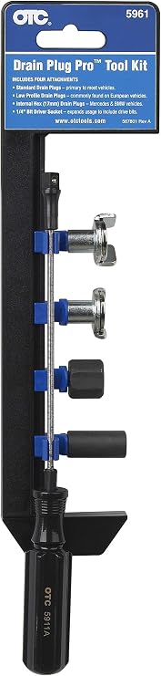 OTC 5961 Drain Plug Pro Tool Kit | Includes Attachments for Standard, Low-Profile, and Internal Hex Drain Plugs (17mm)