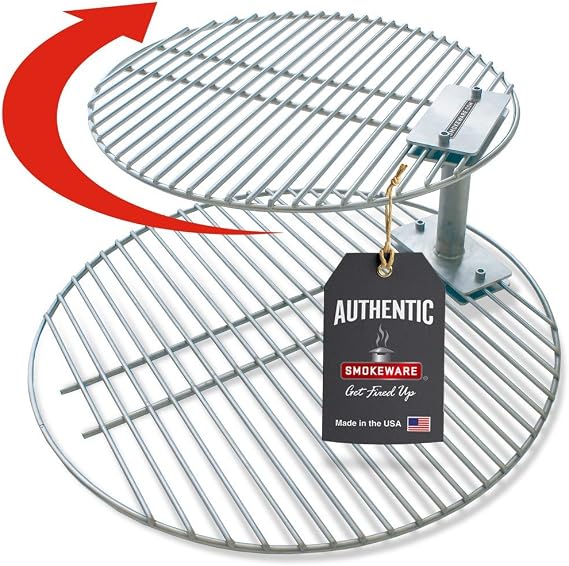 SMOKEWARE Stacker & Grill Grate Combo (Top Grate and Stacker Only) Compatible with Large Big Green Eggs, Stainless Steel Grill Accessories ...