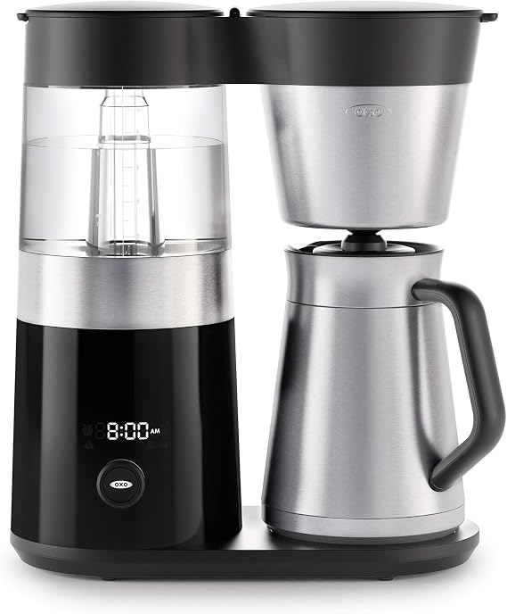 OXO Brew 9-Cup Drip Coffee Maker Programmable Machine, Stainless Steel | Stainless Steel, Single Serve Or Full Carafe Option, SCA Certified Home Brewer, Temperature Controlled, Rainmaker Shower Head