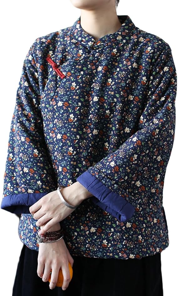 Ystylee Women Quilted Jacket Chinese Ethnic Northeast Large Flower Vintage Jacket Soft Cropped Padded Jacket