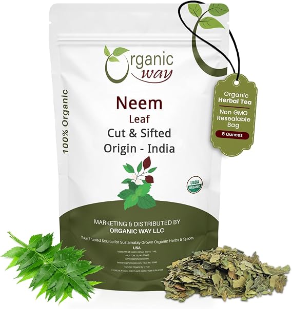 Organic Way Neem Leaf Cut & Sifted - Herbal Tea - Origin India (8 Ounce)