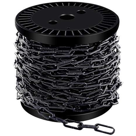 33 Ft 1/12" Black Chain for Hanging Metal Chains Fixture Decorative Chain | Light Duty Chain Utility Chains for Hanging Plants, Basket, Light Fixture, Chandelier, Lamp
