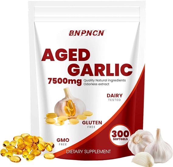 Aged Garlic Extract - 7500mg odorless,Non-GMO, Gluten-Free | Supports Immune Health | Grown Allium Sativum Bulb | Potent Antioxidant Supplement,300 Softgels (1)