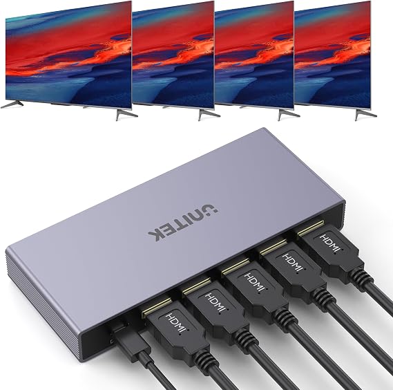 Unitek 4K HDMI Splitter 1 in 4 Out with Power Adapter Mirror Display