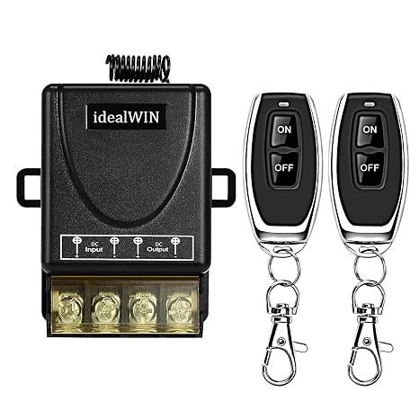 Wireless Remote Switch with 328 ft Long Range,DC 12V/24V/48V/72V Current Rating 30A,12v Remote Control Switch for All Kinds of DC Motors,Luminaire Controll etc(1-Pack
