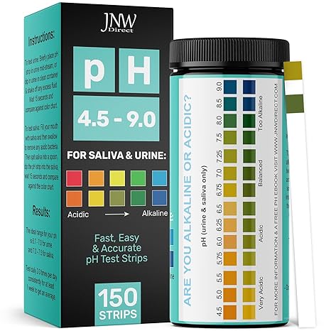 JNW Direct pH Test Strips for Urine and Saliva - 150 Litmus Paper Strips