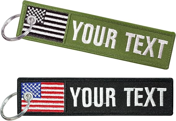 Customized Keychain,Personalized Embroidered Keyring with Flag, Unisex Gift