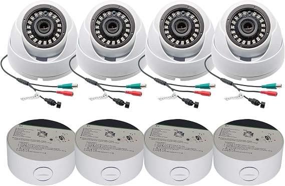 Evertech 4 Pack HD 1080P CCTV Camera 4-in-1 (TVI/AHD/CVI/960H Analog) Metal Outdoor Security Dome Camera with Mounting Base