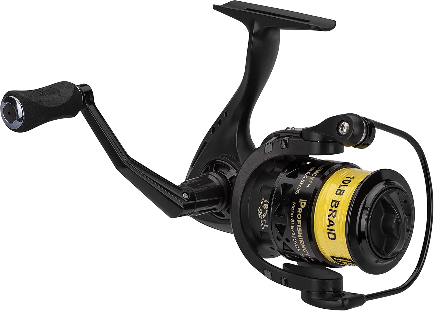 ProFISHiency High-VIZ Spinning Reel | Super Thin 2500 Series Spinning Reel | 5.2:1 Gear Ratio | 81 Stainless Steel Bearings | High Strength Graphite Body | Pre-Spooled wHi-VIZ 10lb Braid
