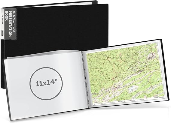 Dunwell 11x14 Portfolio Binder, 24 Pockets, Horizontal, Black | Large 11x14 Art Portfolio Folder, Acid-Free Poly Cover & Sleeves, Presentation Book