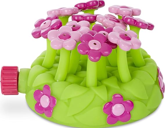 Melissa & Doug Sunny Patch Pretty Petals Flower Sprinkler Toy with Hose Attachment Toddler and Kids Outdoor Water Play Ages 3+