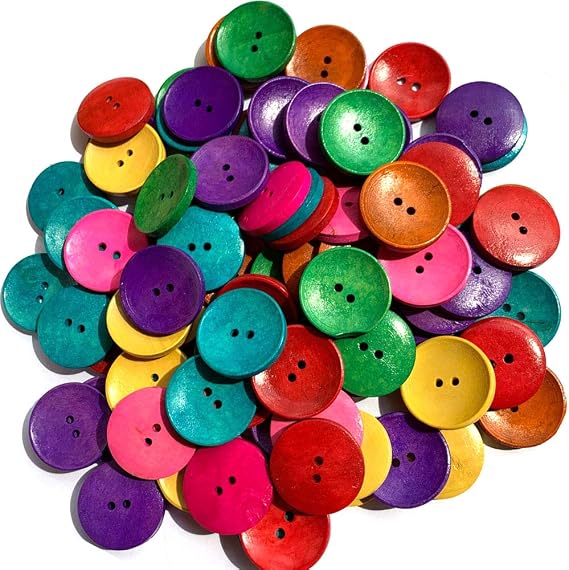 100Pcs/Pack Wood Colorful Buttons Natural Horn Shape 2 Hole Scrapbooking Sewing Button 30mm(3)
