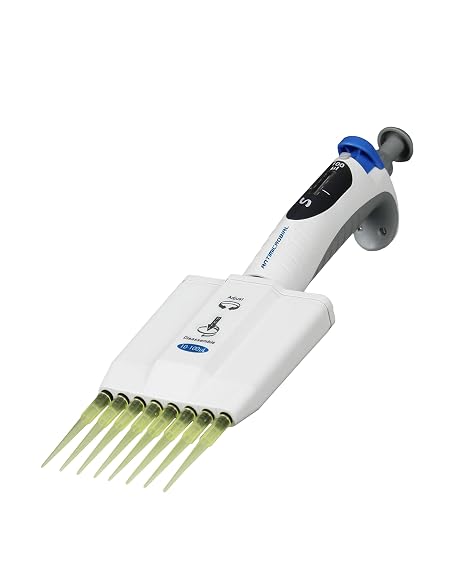 JS-TP8D100H 10-100uL Adjustable Volume Multi-Channel Micropipette Pipettors with 8 Channels | 4-Position Volume Settings | High Chemical and UV Resistance