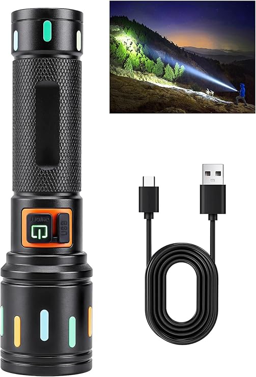 Super Bright Tactical Flashlight, LED Flashlights, High Powered 2000 Lumens with 3 Lighting Modes, Zoomable Waterproof Flash Lights for Emergency, Outdoor, Home, Camping, Hiking