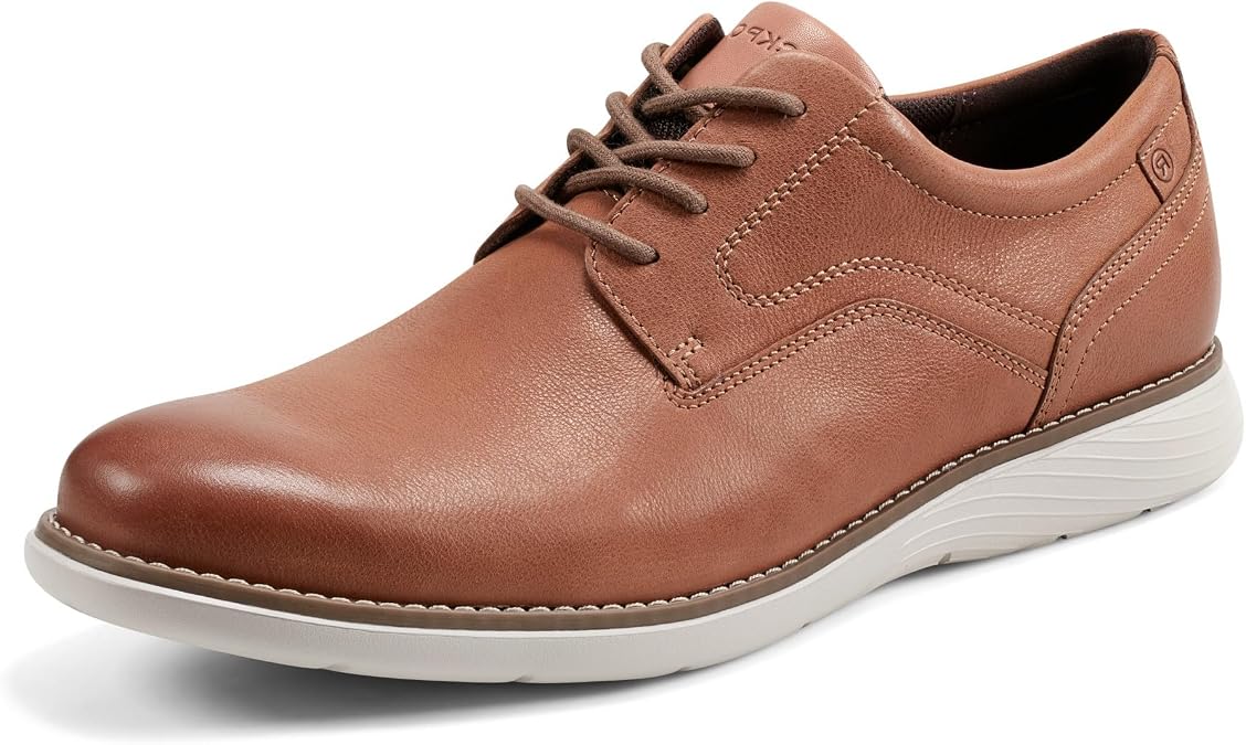Rockport Men's Garett Plain Toe Oxford, Caramel Leather, 9.5 Medium