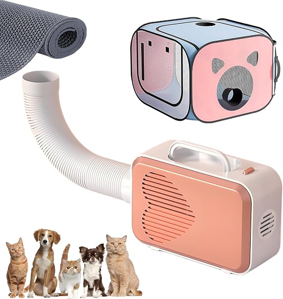 Pet Dryer with Pet Dryer Box 108L and Pad, Hands-Free, Ventilation and Circulation, Anti Hair Flying, Foldable Low Noise ldeal for Drying Cat and Dog Hair