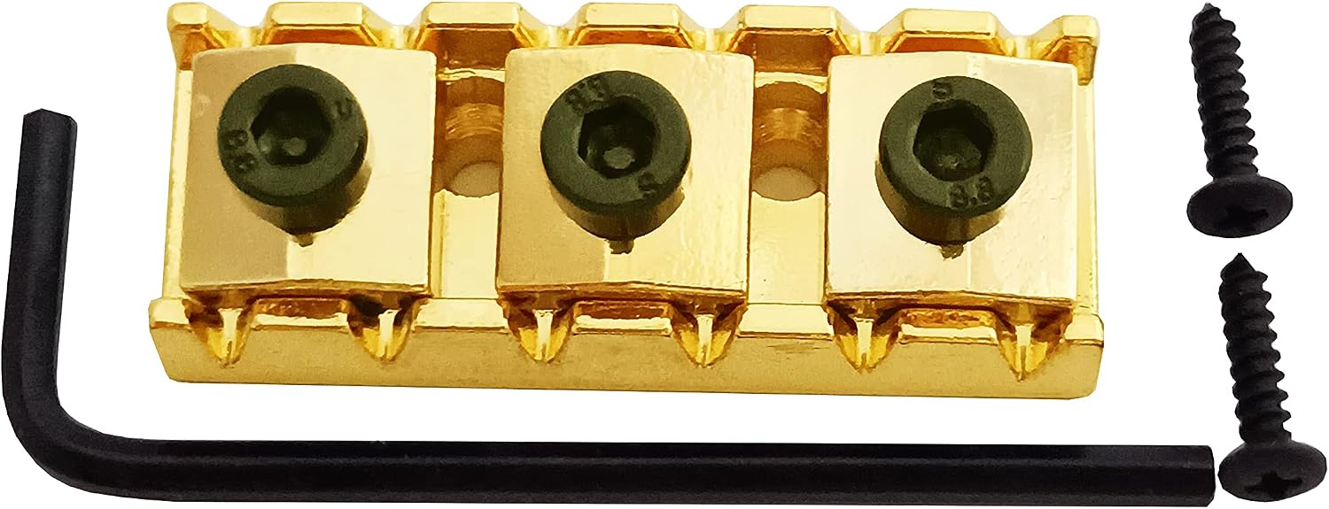 42mm Guitar Metal Lock Nut String Lock Floyd Rose Style Electric Guitar Tremolo Double Lock System, Gold