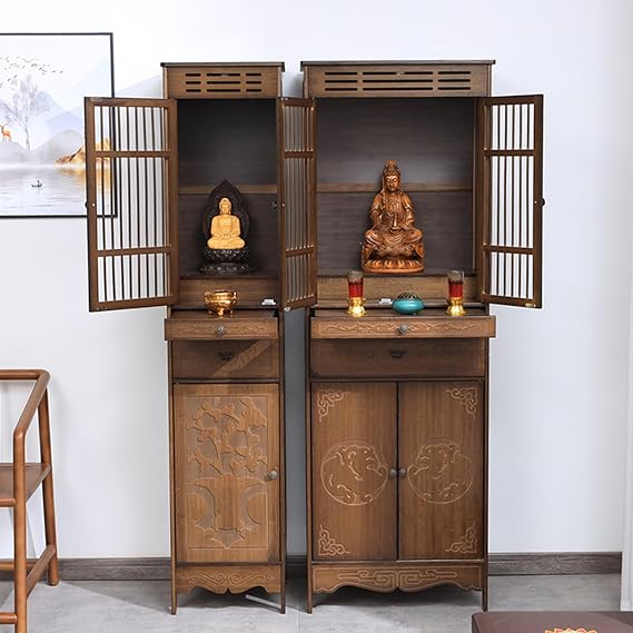 Altar Table with Storage, Temple Buddha Stand, Large Ceremony Table for Family Worship Use