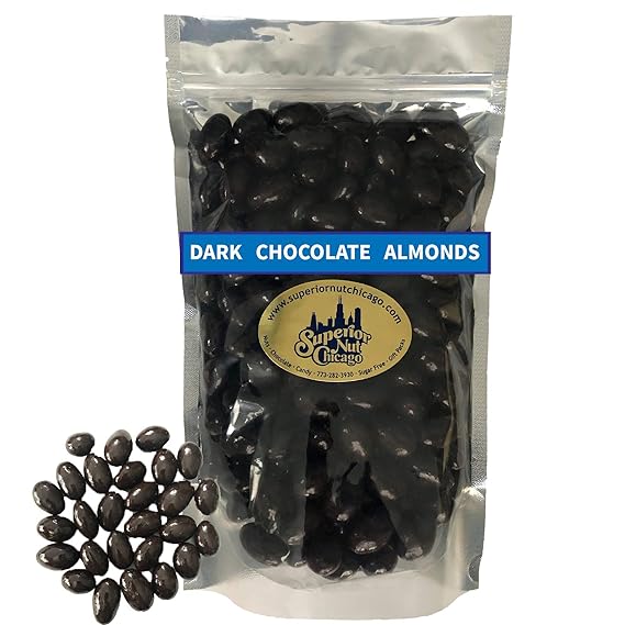 Dark Chocolate Covered Almonds - Crunchy Almonds Drenched in Rich Dark Chocolate (2 pound bag)