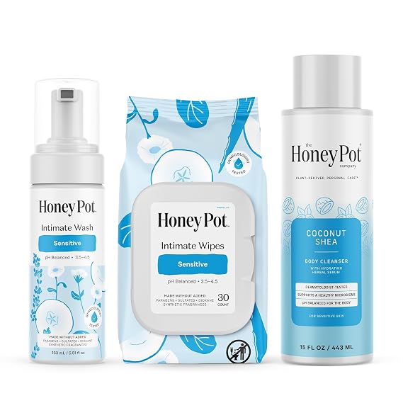 The Honey Pot Company - Sensitive Skin Ritual - Feminine Care Wash & Wipes and Body Wash for Women