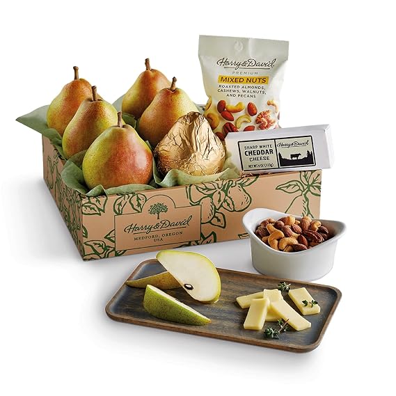 Harry & David Merry Mix-Up Gift Box, Pears, Cheese, Mixed Nuts