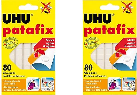UHU Patafix Glue Pad Removable Reusable White 80 Pads (2xPack)