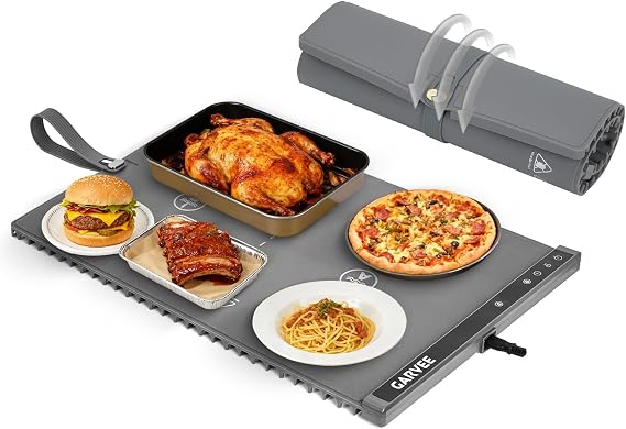 GarveeTech Food Warming Mat, 24x15 in Dual Zone Electric Warming Tray