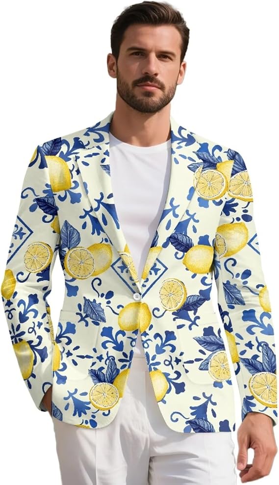 Men's Suit Jacket One Button Travel Blazer Lightweight Suit Elegant Solid Slim Fit Single Breasted Party Blazer