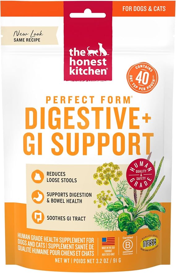 The Honest Kitchen Human Grade Perfect Form Herbal Digestive Supplement for Dogs & Cats, 3.2 Ounces