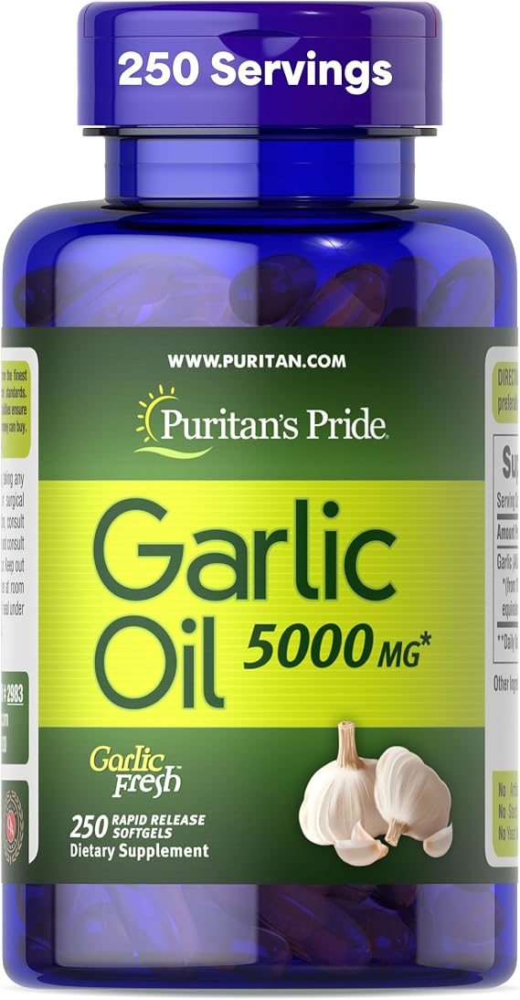 Puritan's Pride Premium Garlic Fresh 5000mg, 250 Rapid Release Softgels