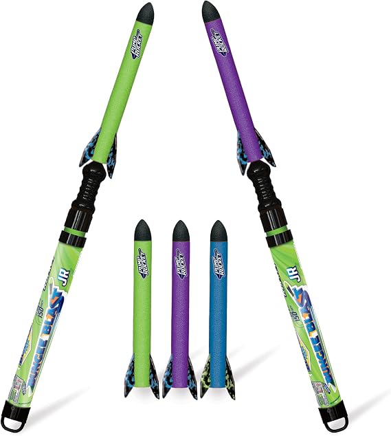 Geospace Pump Rocket Bungee Blast JR. Battle Pack (2 Launchers + 5 Foam Rockets Total)