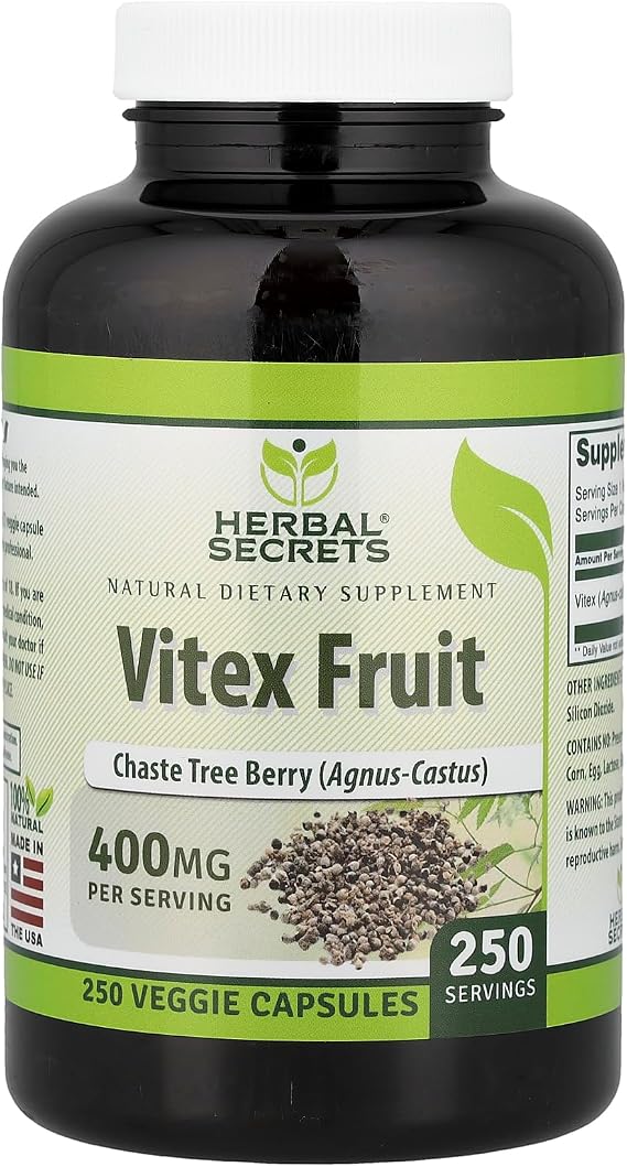 Herbal Secrets Vitex Fruit, 400 mg, 250 Veggie Capsules