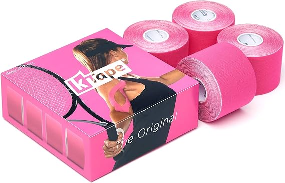 K TAPE 5CM X 5M ROLL KINESIOLOGY TAPE - BOX of 4 PINK ROLLS
