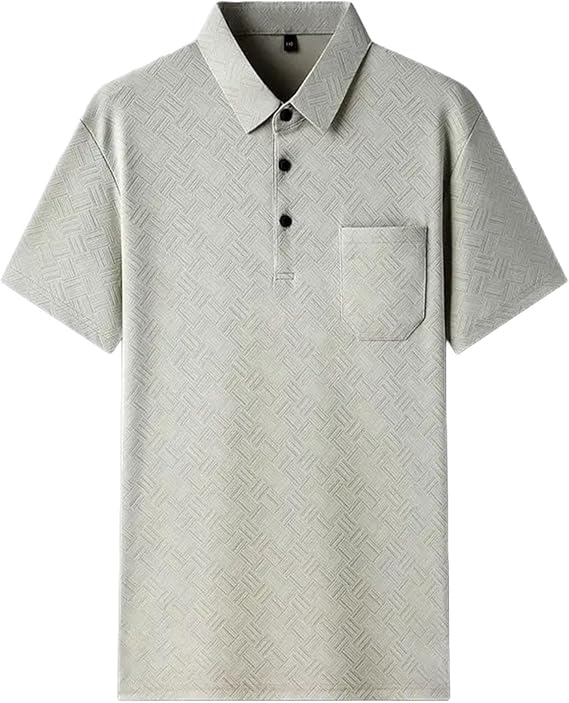 Men's Solid Lapel Short-Sleeved T-Shirt Ice Silk Quick-Drying Top Shank Pullover Polo Shirt