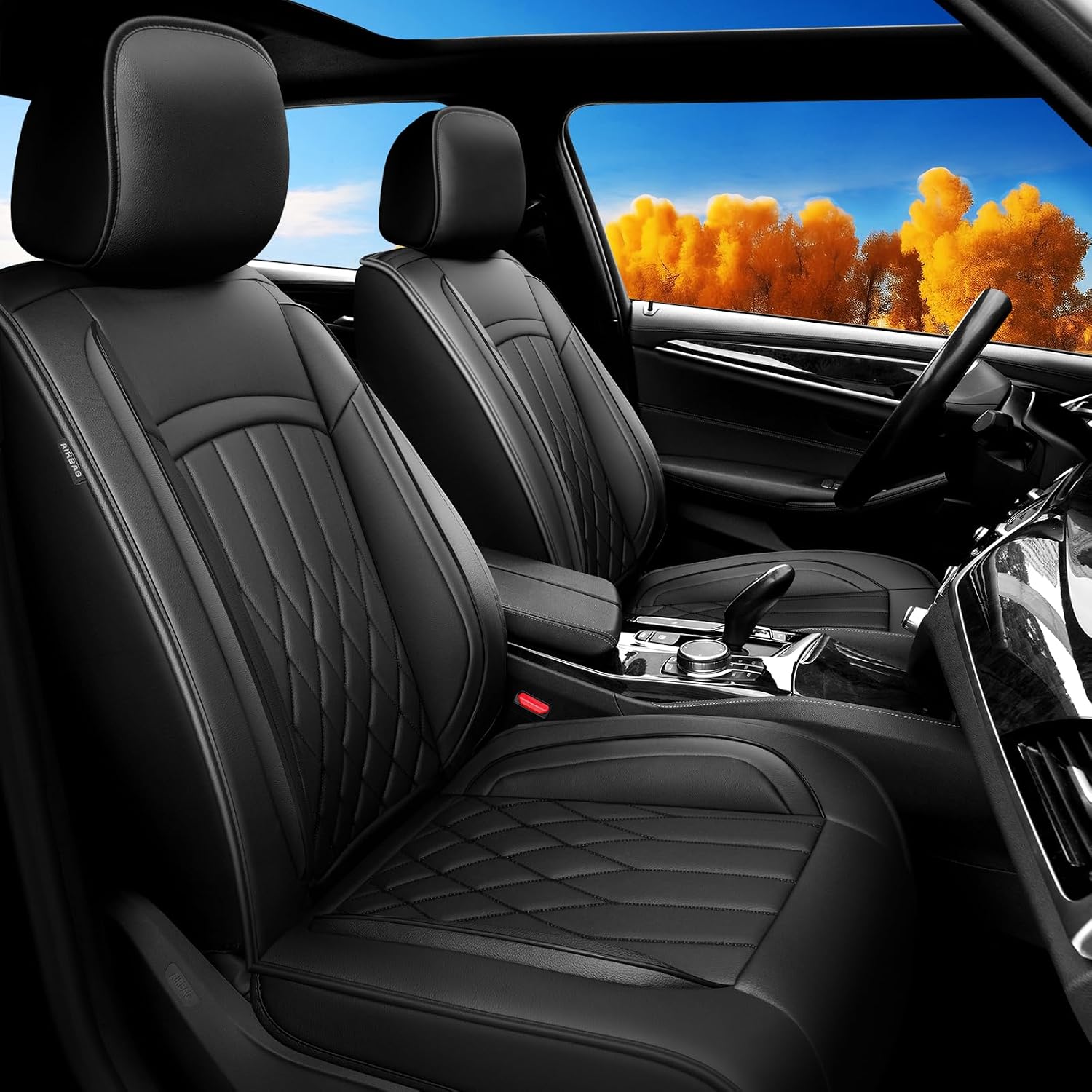 Fit for Sonata Car Seat Covers Compatible with Hyundai Sonata 2004-2024 2025 - Waterproof Breathable Leather Automotive Seat Cushions Protector, Airbag Compatible,Full Set 5 SeatsBlack