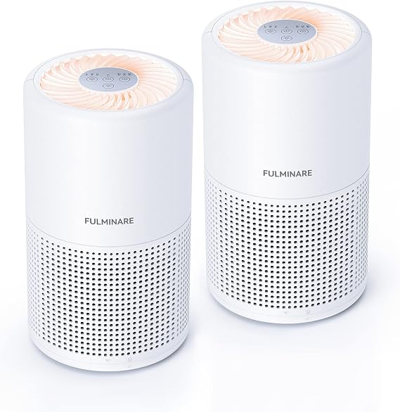 FULMINARE Air Purifiers for Bedroom H13 True HEPA Air Filter (White 2 Pack)