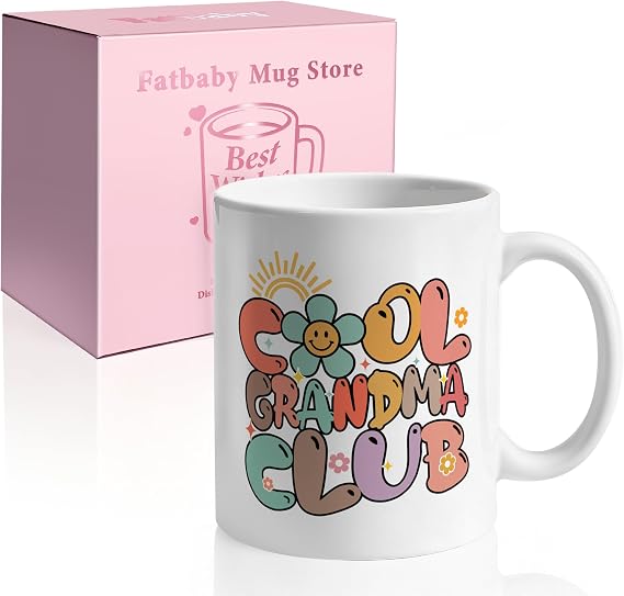 Fatbaby Cool Grandma Gifts, Christmas Birthday Baby Announcement Mothers Day Gifts For New Grandmother From Grandchildren, Promoted To Grandma Coffee Mug 11OZ