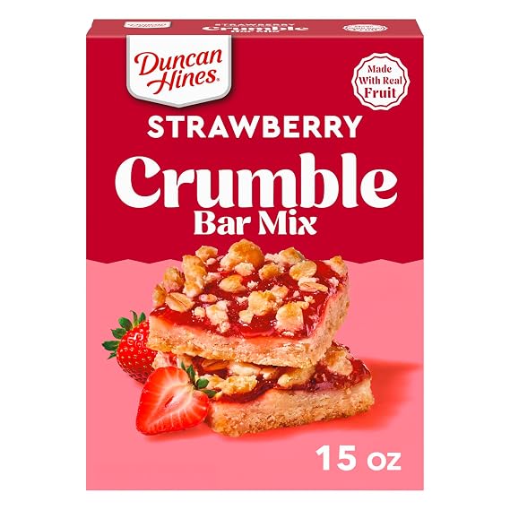 Duncan Hines Strawberry Crumble Bar Mix, Breakfast Bar Real Fruit, 15.21 oz