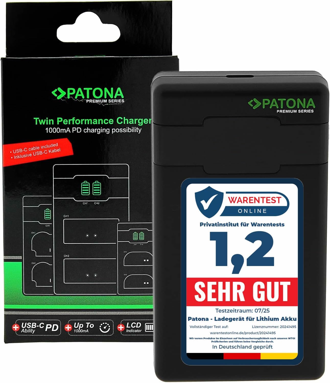 PATONA NP-FW50 - PD Performance battery charger 1000 mA USB-C mini dual LCD - PDQC enabled 161964