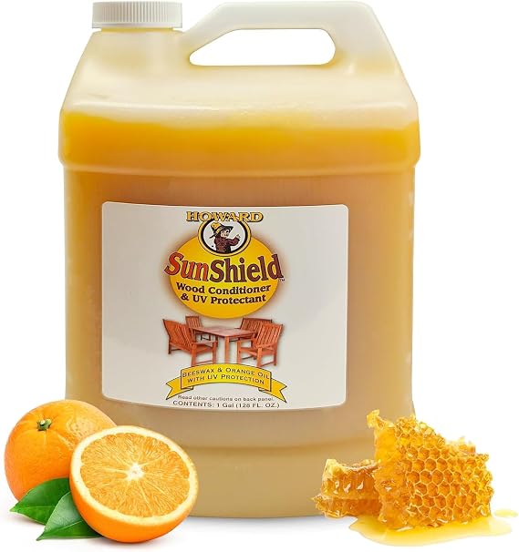 Howard Sun Shield Outside Wax for Wood Gallon, Wood Wax with UV Protection, Protect Outdoor Furniture from Sun and Moisture Damage