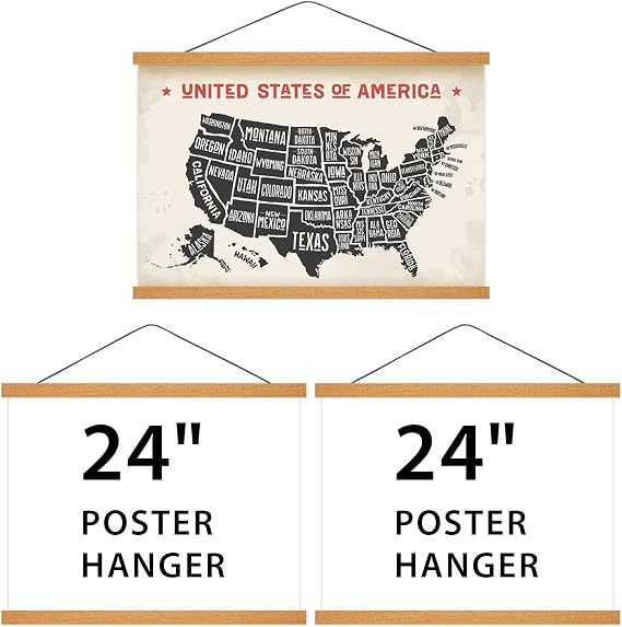 HONKKI 2 Pack 24 Inch Poster Hanger and 1 Pack 8 Inch Poster Hanger