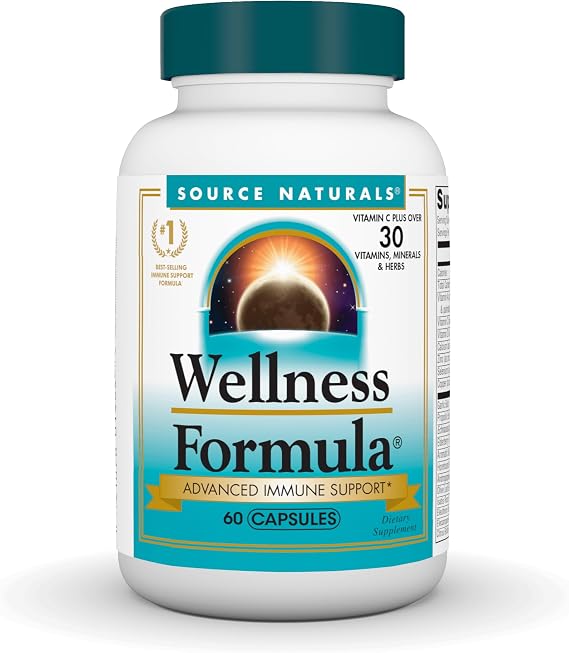 Source Naturals Wellness Formula, Advanced Immune Support - 60 Capsules | Bio-Aligned Vitamins & Herbal Defense with Vitamin C Plus 30 other Vitamins, Minerals & Herbs for Immune System Support