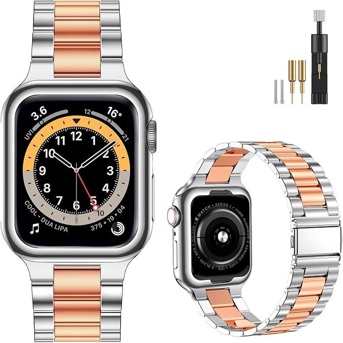 MioHHR Stainless Steel Bands Compatible for Apple Watch Band 49mm 45mm 44mm 42mm 41mm 40mm 38mm, Metal Strap for iWatch Band for Ultra 2 1 SE Series 9 8 7 6 5 4 3 2 1 for Men