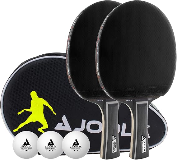 JOOLA Duo Pro Ping Pong Paddles Set of 2 - Professional Table Tennis Paddles, Three Advanced 3 Star Tournament Ping Pong Balls and Carrying Case - Advanced Table Tennis Rackets