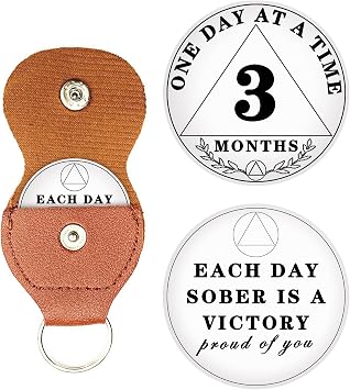 3 Month Sobriety Chip, 90 Days Sobriety Coin One Day at A Time AA Chips and Medallions - Recovery Coin Sober Token for Alcoholics Anonymous Recovery Sober Gifts