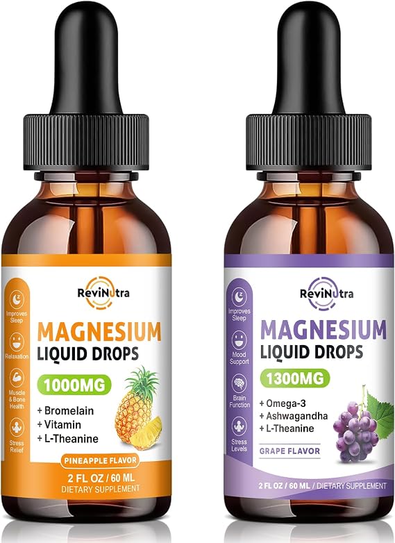 2 Pack Magnesium Complex Liquid Drops Pineapple & Grape Flavor